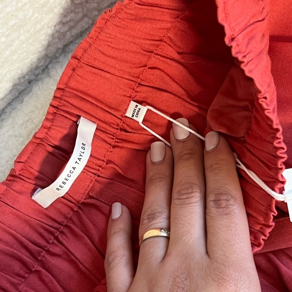 Rebecca Taylor Women Coral Linen-Blend Pajama Shorts | Extra Small - Picture 6 of 7